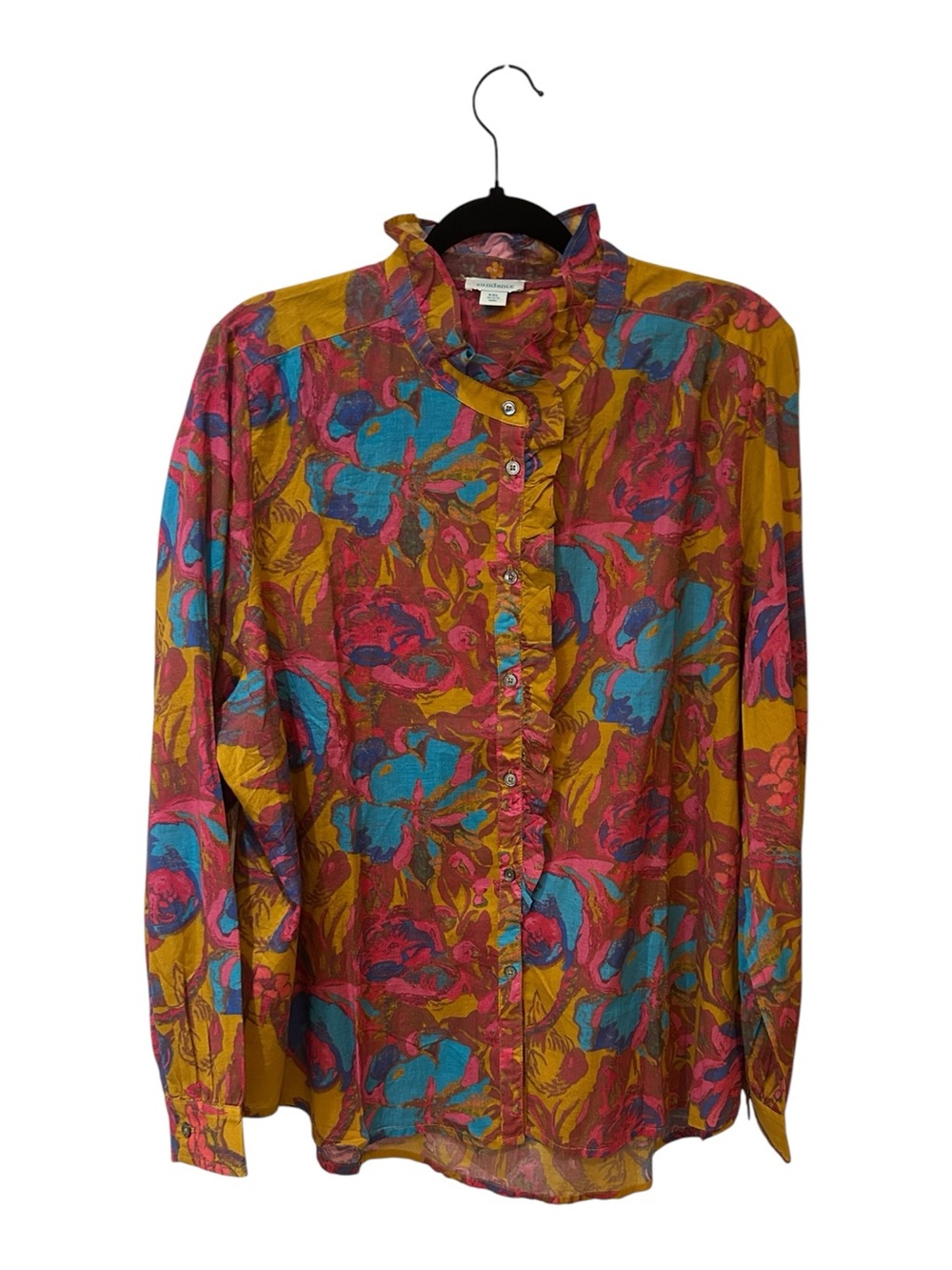 Sundance vibrant floral cotton top in pink, yellow & blue size XXL